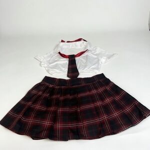Red Plaid Schoolgirl Two-Piece Set - Women's Intimates & Sleepwear